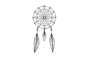 dreamcatcher, with feathers, authentic, skinny tattoo idea