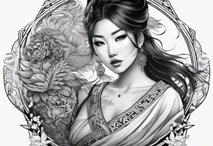 I want asian tattoos with themes combine from V8 culture tattoo idea