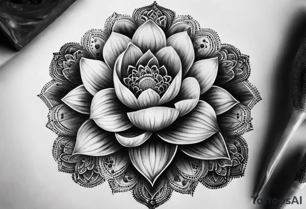 Broken flower pot with a mandala as a flower tattoo idea