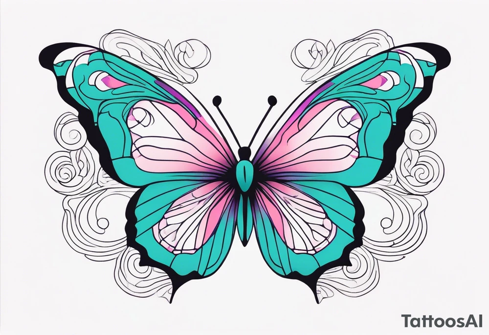 Purple Teal and Pink butterfly tattoo idea