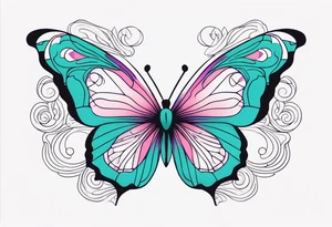 Purple Teal and Pink butterfly tattoo idea