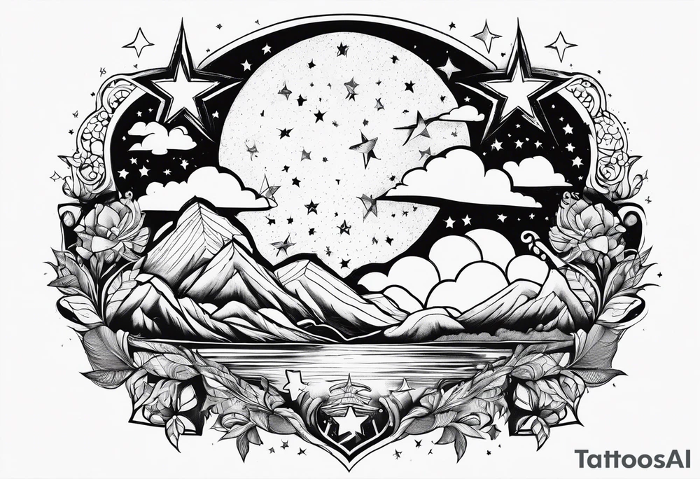 stars, clouds, tattoo idea