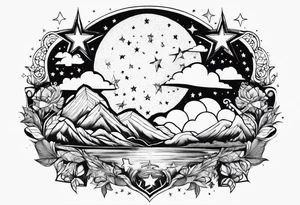 stars, clouds, tattoo idea