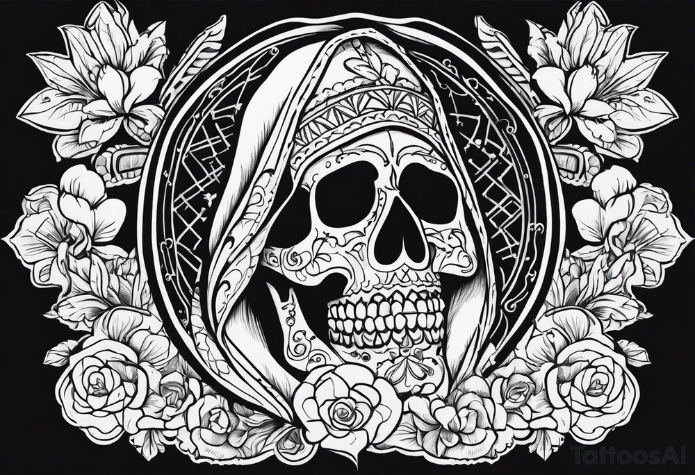 mexican style santa muerte tattoo for chest tattoo idea