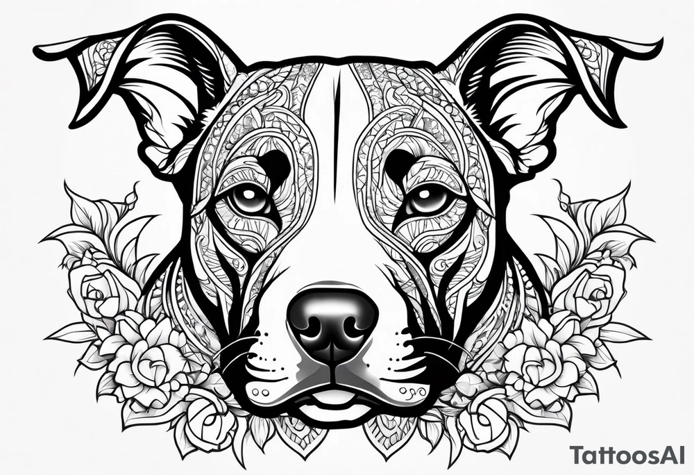 white pitbull pointed ears tattoo idea