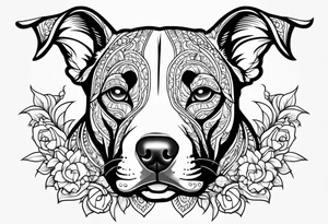 white pitbull pointed ears tattoo idea