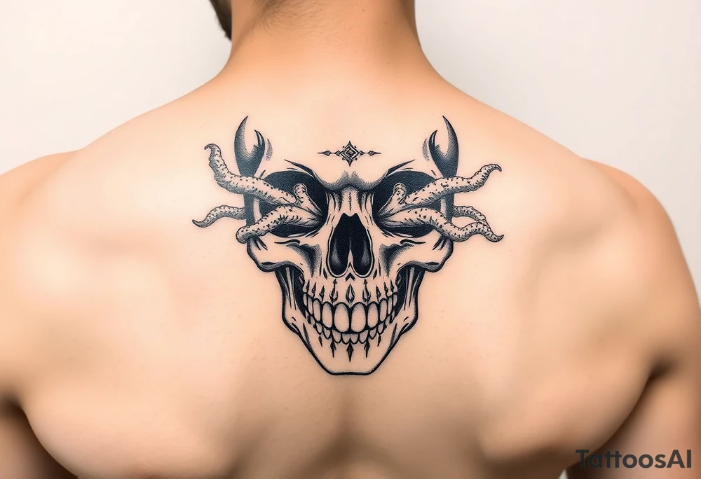 skull with cordyceps fungus out of its eyes tattoo idea