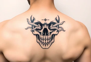 skull with cordyceps fungus out of its eyes tattoo idea