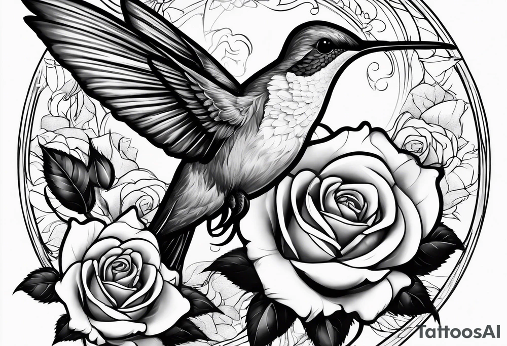 Humming bird and Rose tattoo idea
