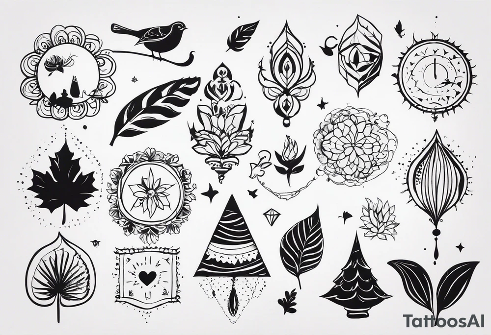 две веточки с листьями под ключицы с луной посередине tattoo idea
