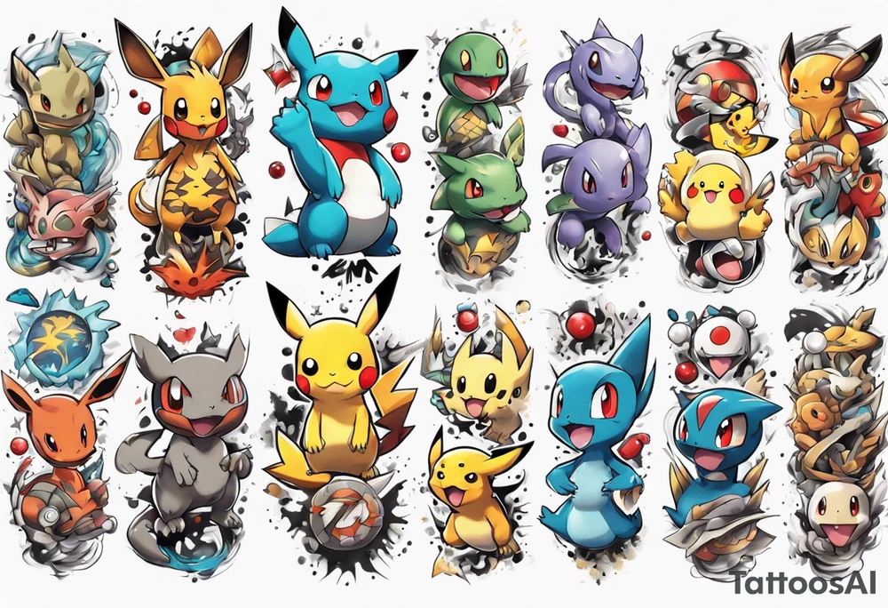 Pokemon arm sleeve tattoo idea