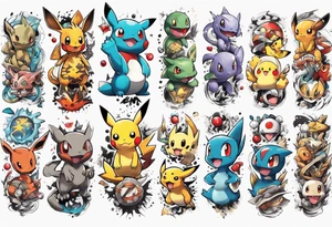 Pokemon arm sleeve tattoo idea