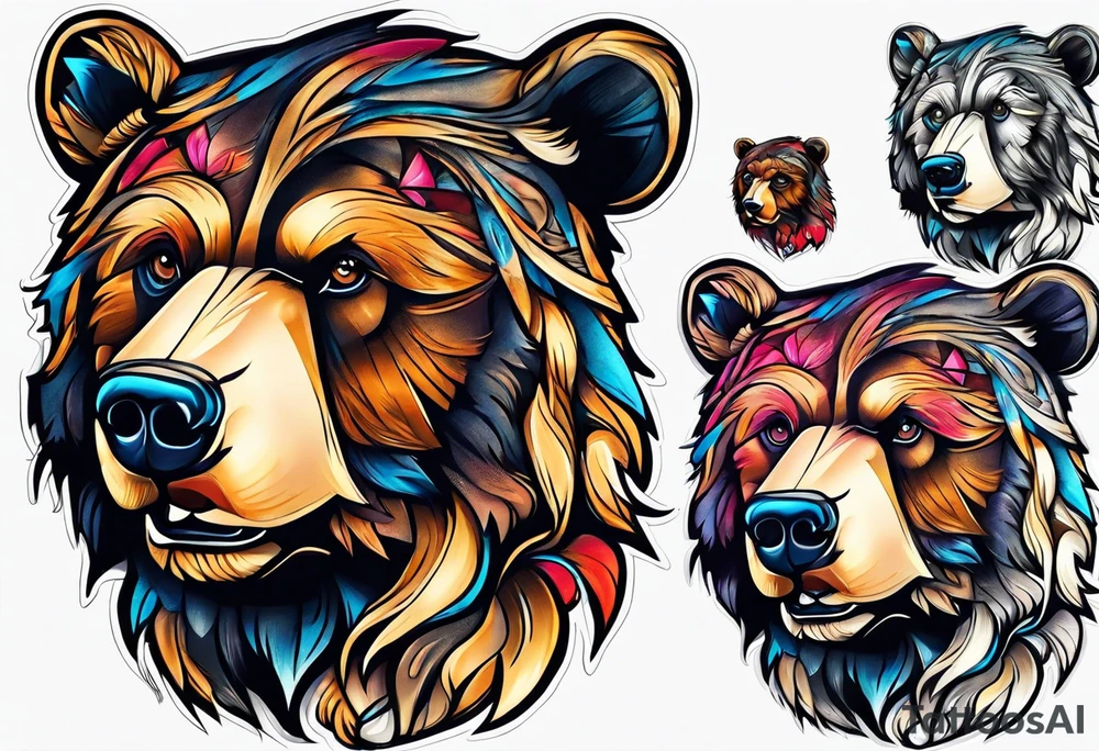 bear using chisel tattoo idea