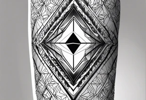 Forearm sleeve with empty diamond in the middle for men. tattoo idea