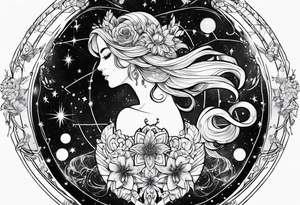 Galaxy with Gemini and Capricorn constellations tattoo idea