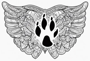 Dogs paw print and angel wing  with jaxy writing tattoo idea