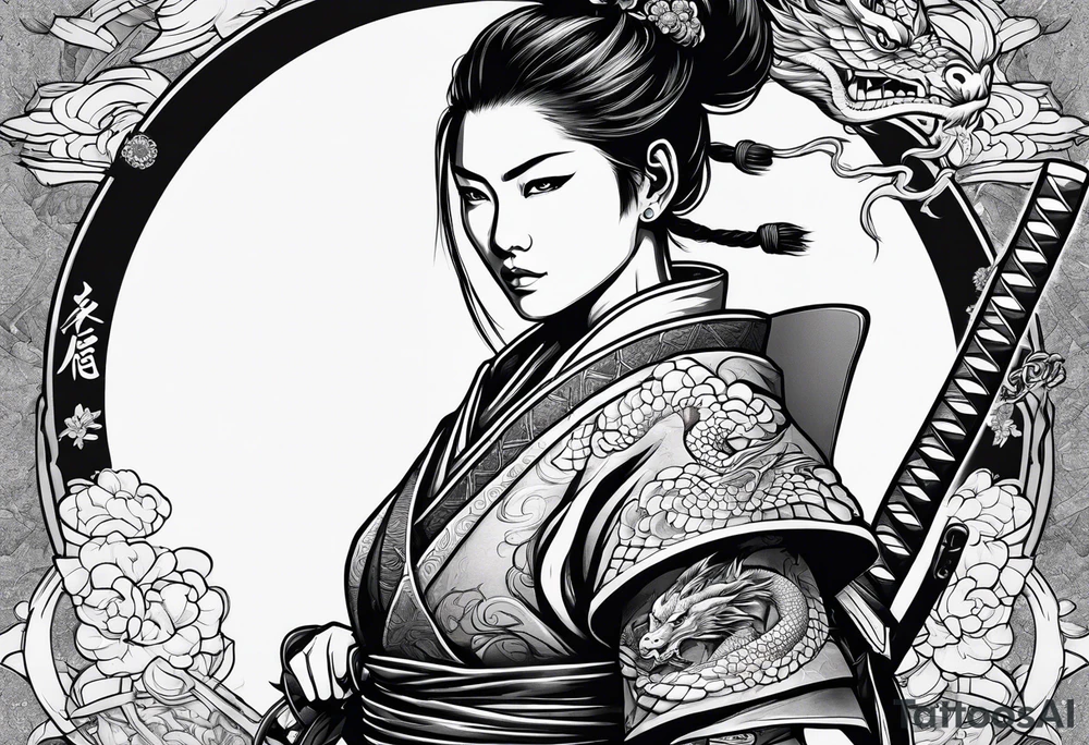 female samurai with a dragon tattoo idea