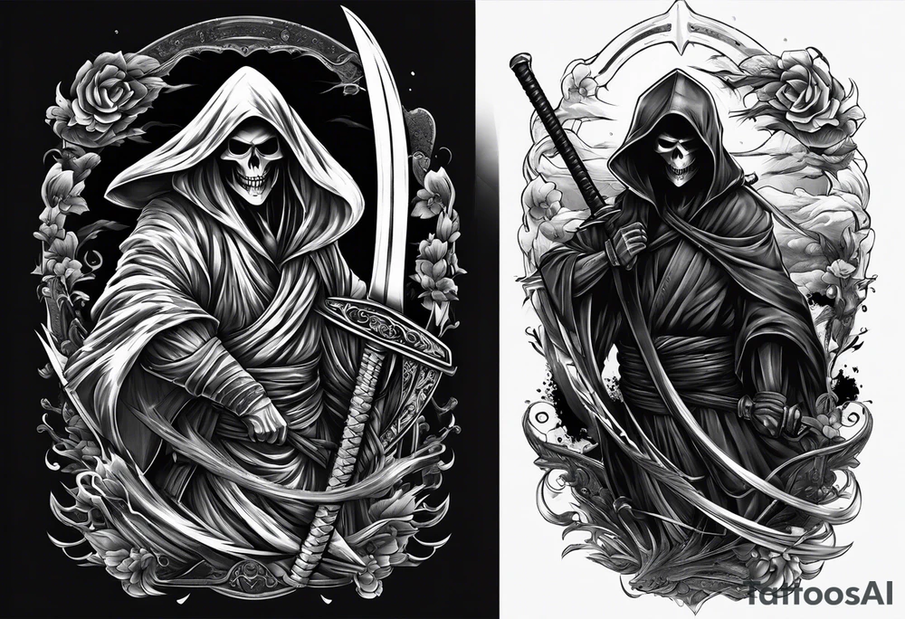 Katana and grim reaper tattoo idea