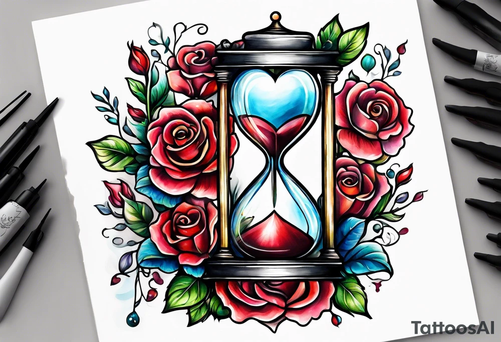 Heart hourglass tattoo idea