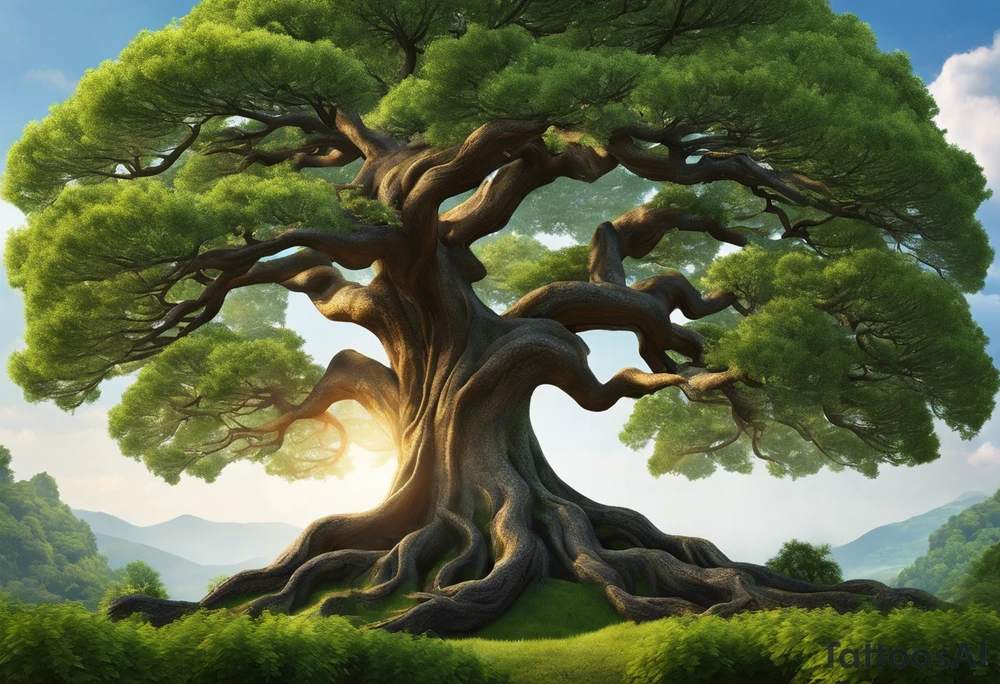 Central Image:
A majestic tree with its roots firmly grounded and its branches reaching up towards the sky. The trunk of the tree could be stylized to resemble a family tree, with branches representing different paths and relationships. The tree symbolizes strength, growth, and resilience.

Incorporated Elements:

Roots: Intertwined within the roots of the tree, the word "Blanco" is subtly woven into the design. tattoo idea