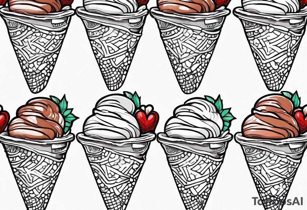 mint chocolate chip ice cream cone with small red heart on it somewhere. tattoo idea