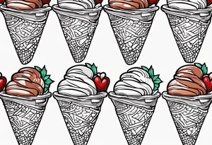mint chocolate chip ice cream cone with small red heart on it somewhere. tattoo idea