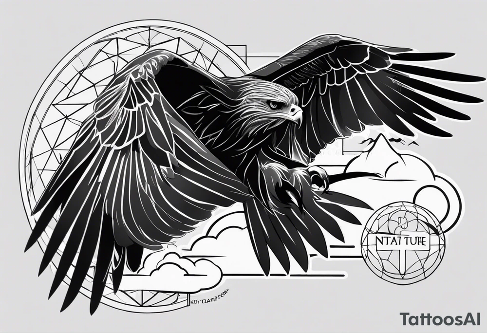 I want a tattoo for my daughter, her name is Daya which means black kite. I also love natur and I'm a climate change activist. Make the black kite soft, little more child like. For small tattoo. Lass details. Add climate element's. tattoo idea