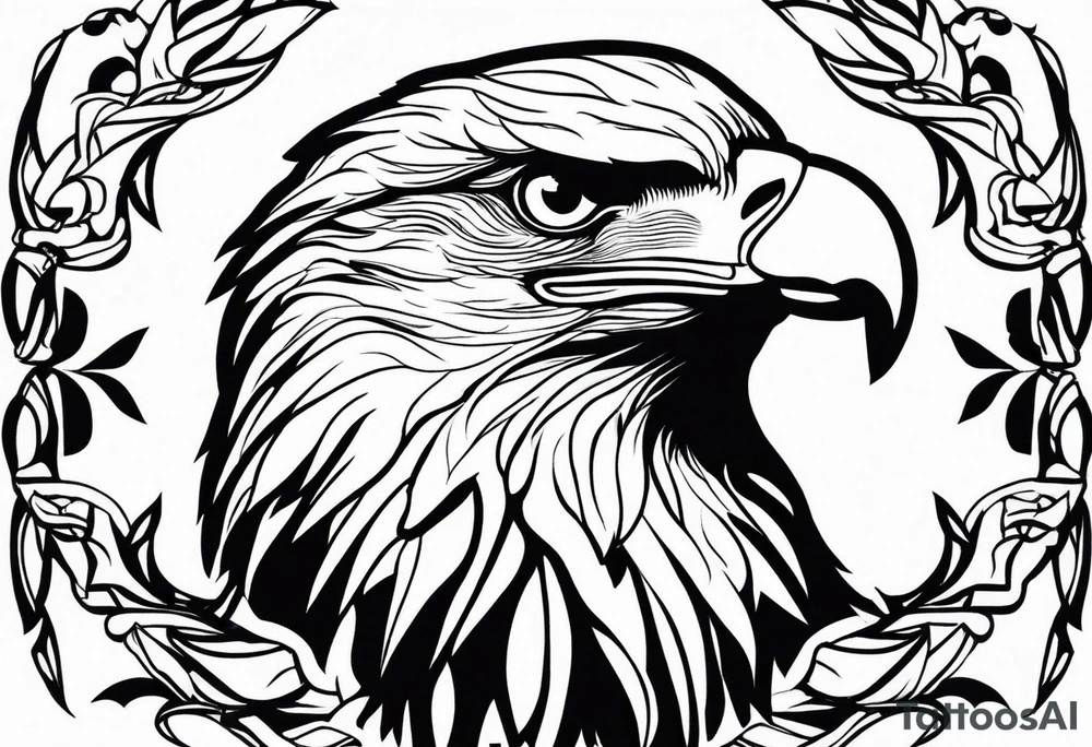 realistic eagle sit face front tattoo idea