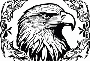 realistic eagle sit face front tattoo idea