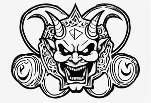 The word Tavo inside the devil emoji tattoo idea