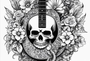 Guitar, skulls, flowers, cute dragon tattoo idea