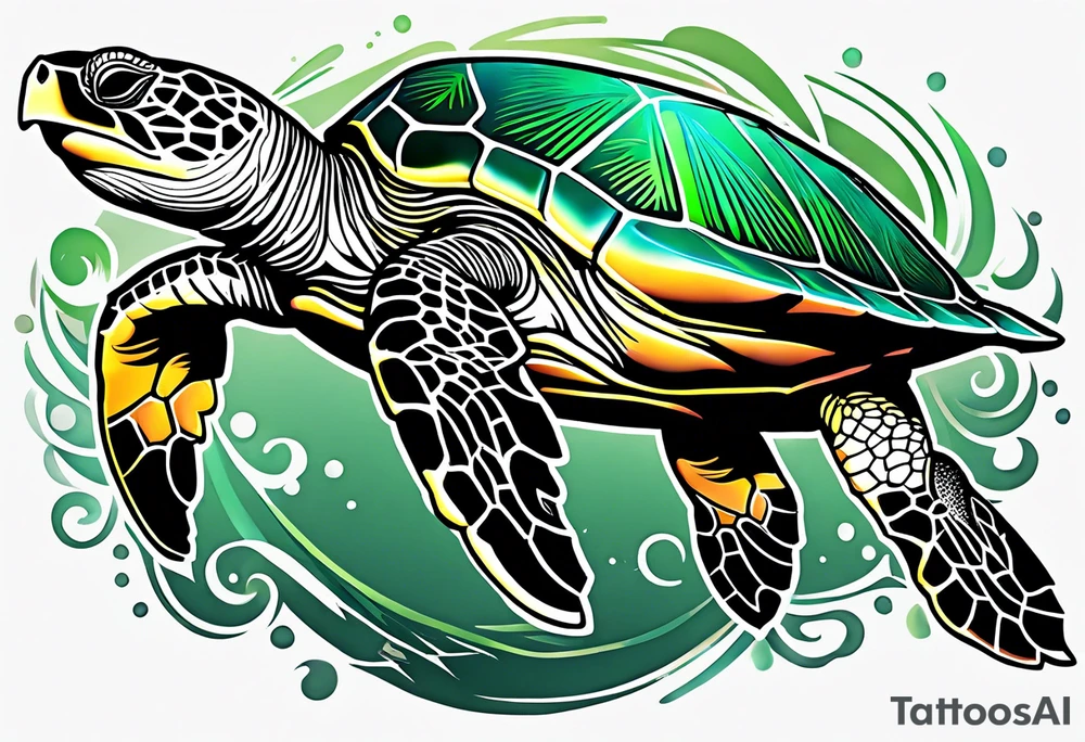 green sea turtle tattoo idea