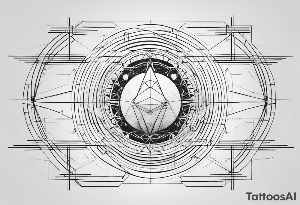 I want a linear geometrical tattoo, comibining line and circle, refering to science, programmation and space tattoo idea