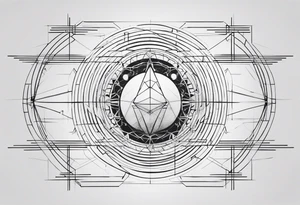 I want a linear geometrical tattoo, comibining line and circle, refering to science, programmation and space tattoo idea