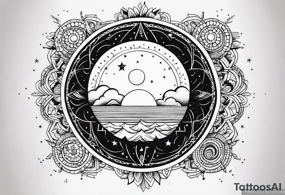 Quero uma tatuagem do sol e da lua juntos tattoo idea