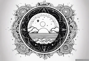 Quero uma tatuagem do sol e da lua juntos tattoo idea