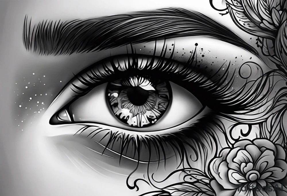 Dark feminine eyes tattoo idea