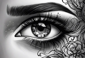 Dark feminine eyes tattoo idea