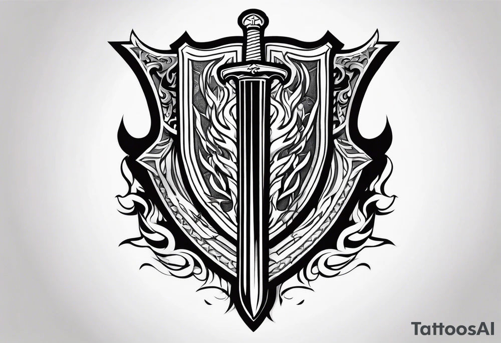 Valhalla on  fire shield sword tattoo idea
