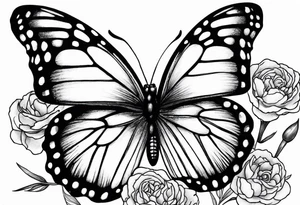 carnation moon blue butterfly tattoo idea