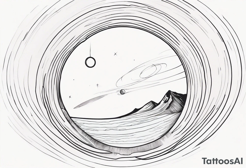 Fine line small wormhole tattoo idea