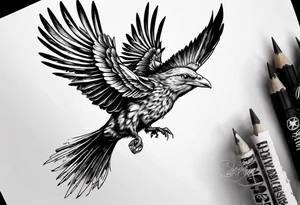 highly detailed bird, Lynyrd Skynyrd 
flying from birdcage tattoo idea