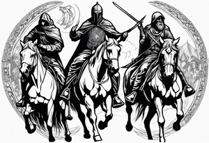 4 horseman of the apocalypse - Death, Famine, War, and Conquest tattoo idea