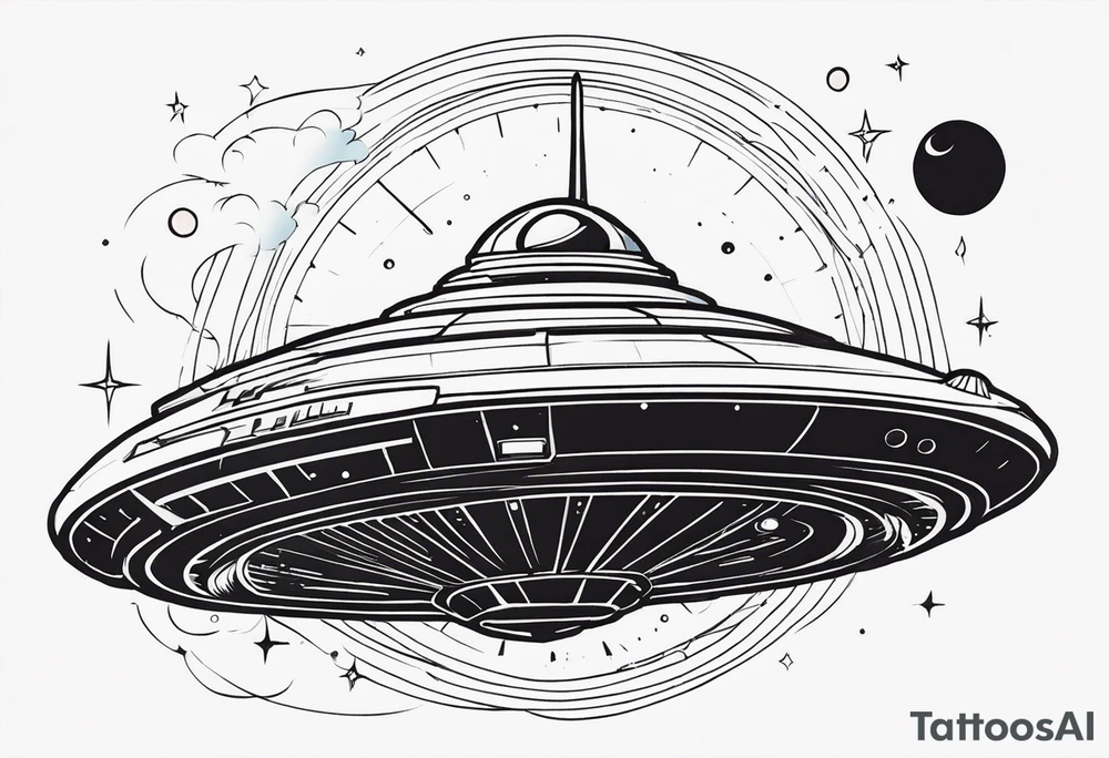 Time travelleling space ship light speed tattoo idea