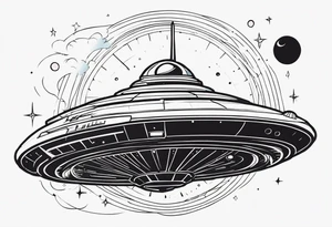 Time travelleling space ship light speed tattoo idea
