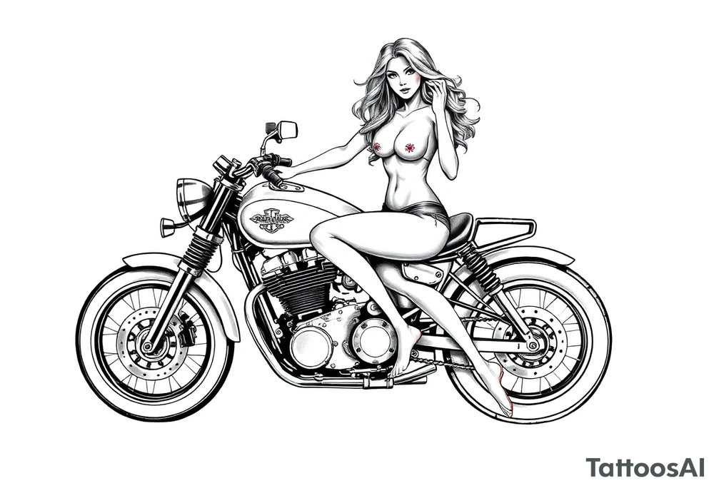 naked girl on motorcycle, slut tattoo idea