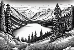 squaw valley with lake in the background tattoo idea