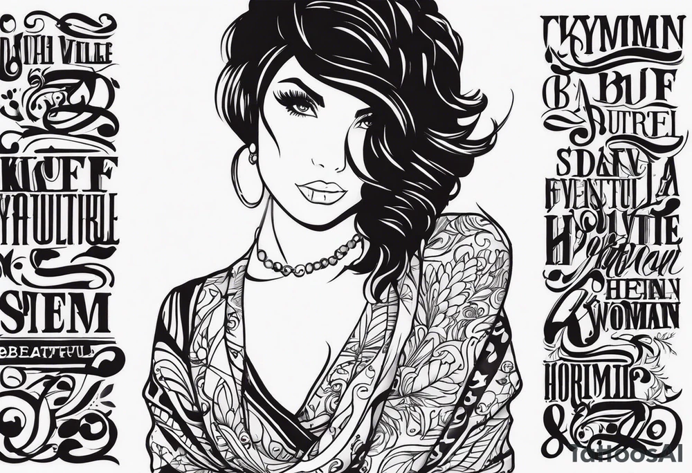 KYDF in bold on a beautiful woman tattoo idea