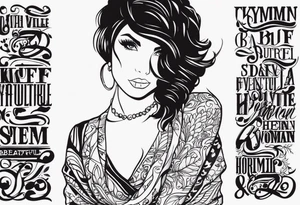 KYDF in bold on a beautiful woman tattoo idea