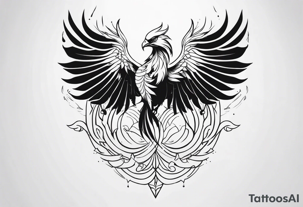 Half Phoenix, Half Skeleton tattoo idea